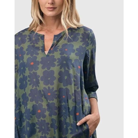 Alembika Bluebell Cotton Voile Trapeze Dress Floral Lagenlook size 14 - 16 $320 - Picture 4 of 12